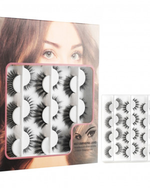 12 Pairs 6D lashes Faux Mink Eyelashes Fluffy Natural Look False Eyelashes Wispies Long Extension Eyelashes Pack Makeup Thick Fake Eyelashes Soft Reusable Lashes