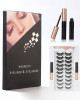 Magic False Eyelashes With Eyeliner Kit,Natural Look False Eyelash Non Magnetic Lashes With 2 In 1 Eyeliner（Black+Clear）