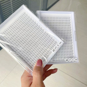 Wholesale OEM Large Tray 240 fans 7d 8d 9d 10d 12d heat bonded volume pointy base lashes 0.07 premade fanned eyelash extension