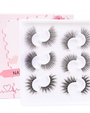 Wholesale Custom Lash Box 3D Strip Faux Mink Eye Lashes Vendors Natural Faux Mink Lashes Private Label Vegan Silk Eyelashes